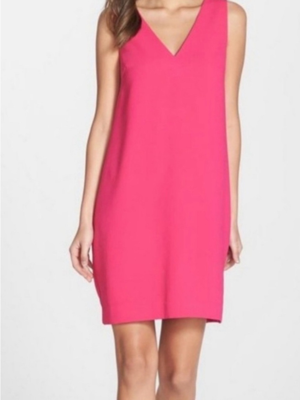Trina Turk Hot Pink V-Neck Azure Shift Dress Size 0 Summer Cocktail Resortwear